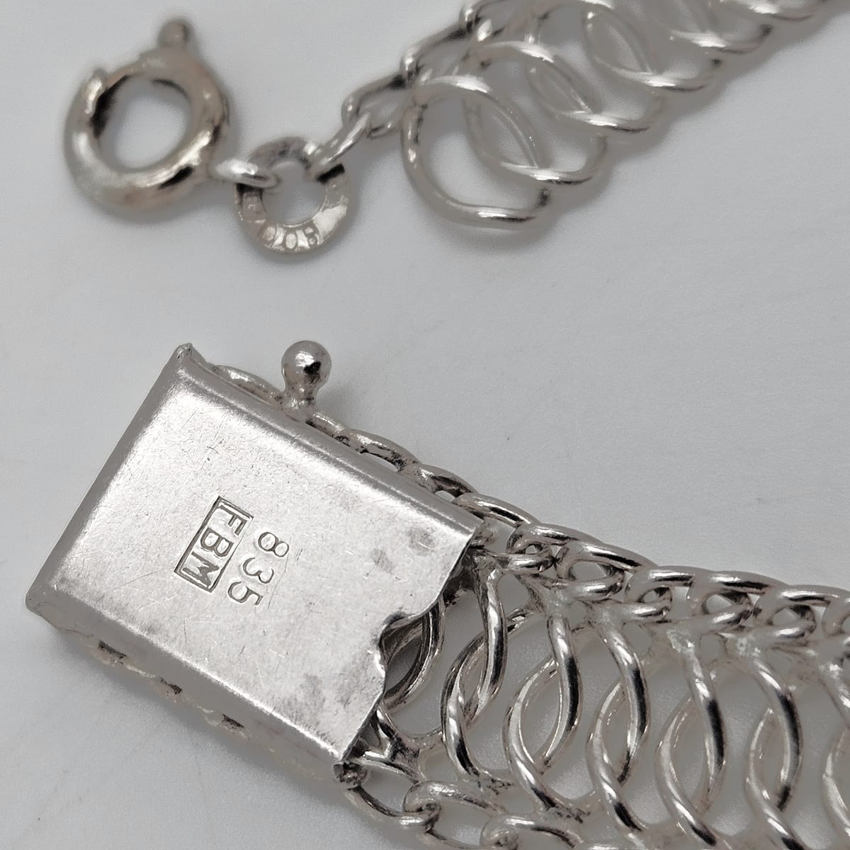 Binder Denmark sterling silver modernist Links Necklace Bracelet Set 1940-50s, view 9 of 10