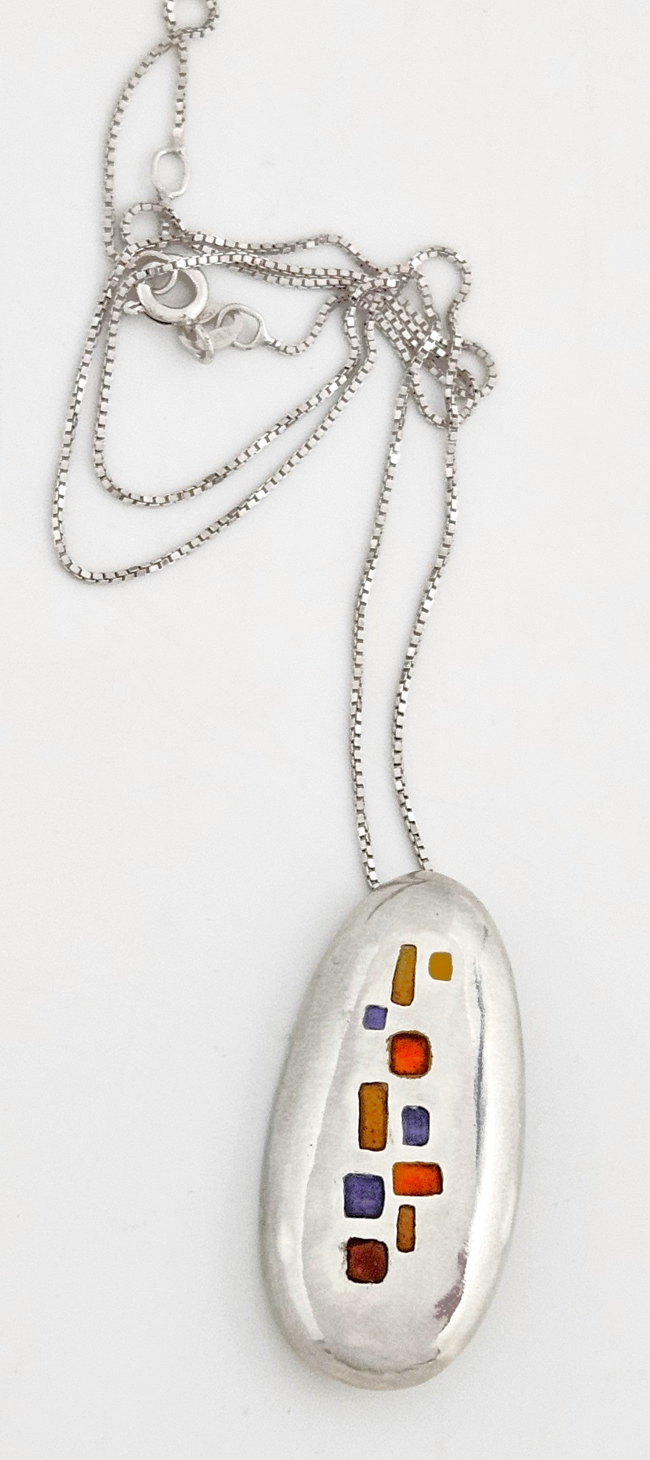 Italian Designer Paloma Canivet Sterling Enamel Modernist Necklace 1970/80s