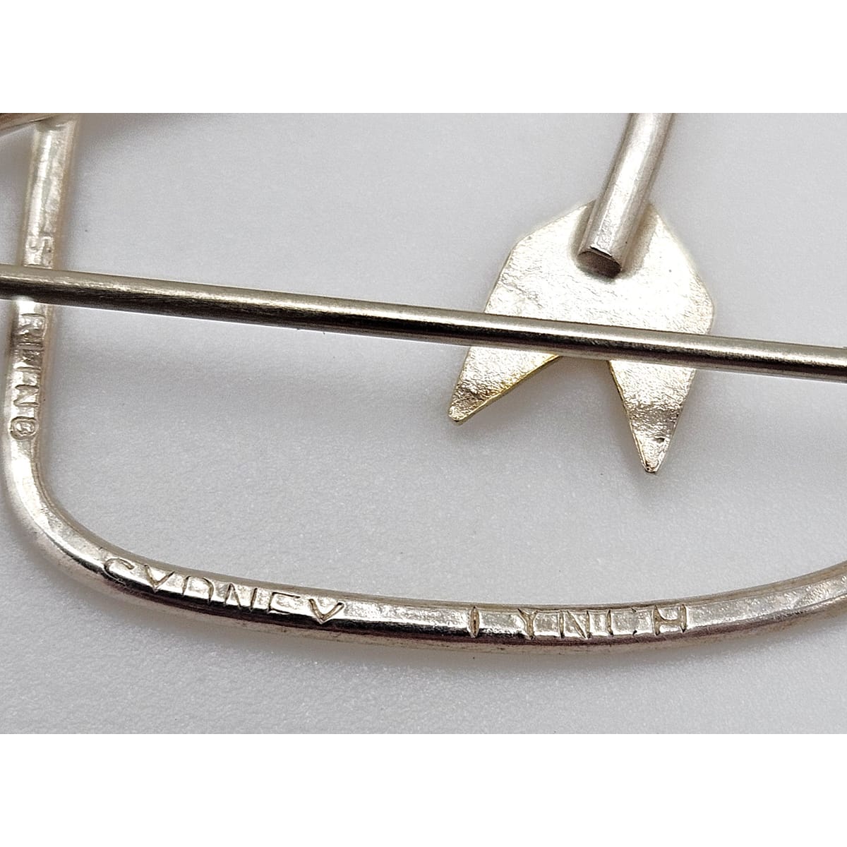 Superb Designer Sydney Lynch Sterling & 22k Gold Heart Shaped Arrow Brooch, silver, multicolor, sterling silver - image 7 of 8