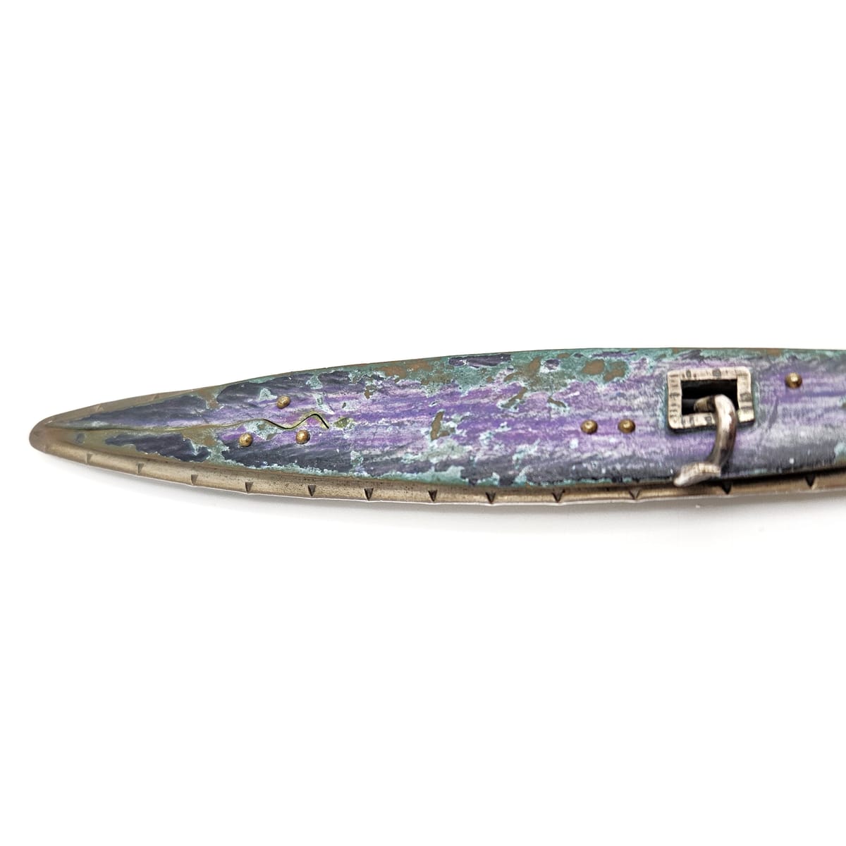 Studio Artist Debra Hoffmaster sterling silver Copper XL modernist Brooch Pin 2001, view 4 of 10