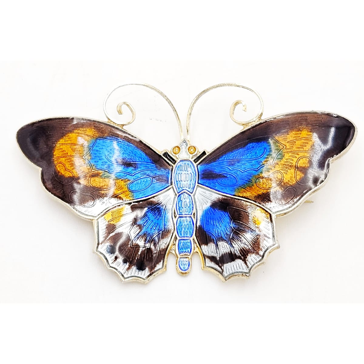 David Andersen Norway XL Gilt sterling silver enamel Butterfly Brooch 1940s, view 6 of 8