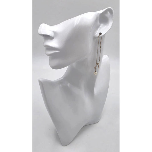 Tess New York Designer Sterling Silver 14k Gold & Pearl Threader Dangle Earrings, alternate product view 2