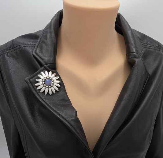 Rare Bjorklund Brdr.B Denmark Sterling Chalcedony 3D Flower Brooch C. 1960s