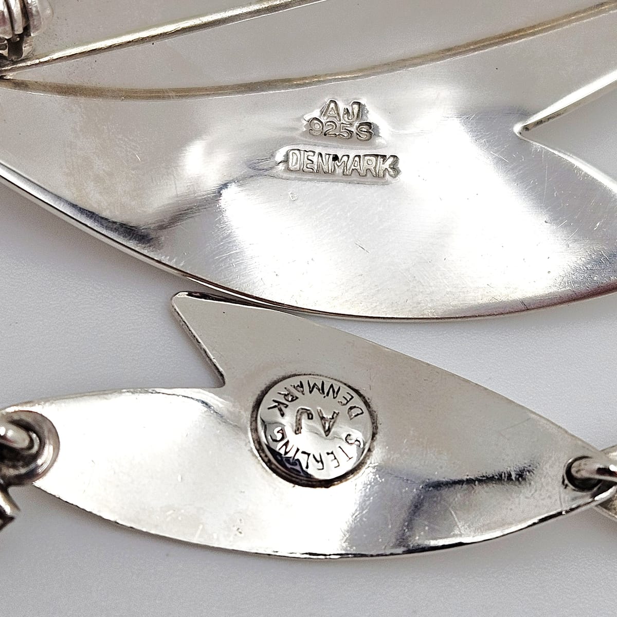 Arne Johansen Denmark Abstract Modernist Sterling Bracelet Brooch Set 1960s, alternate product view 5