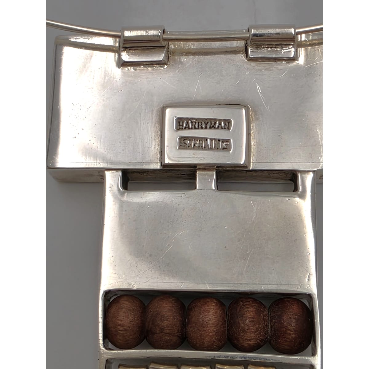 US Designer Keith Harryman Sterling Stone Wood Modernist Pendant Necklace, alternate product view 9