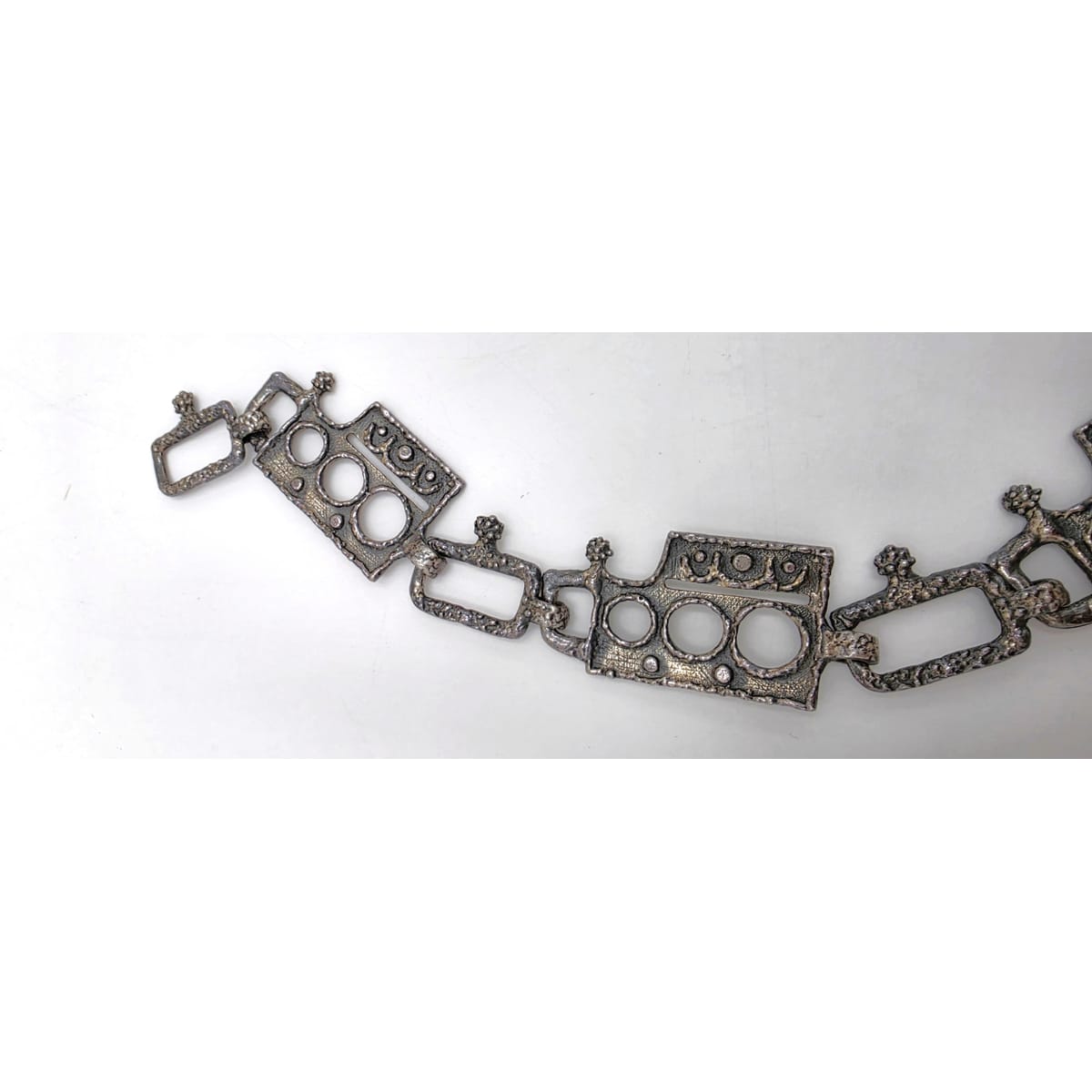 Superb Guy Vidal Abstract Brutalist Links SP Pewter Belt or XL Necklace 60/70s, alternate product view 7