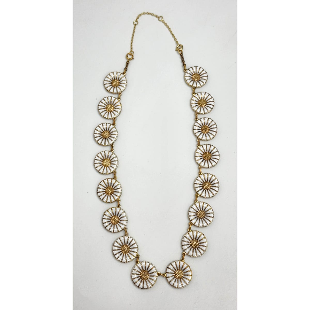 Anton Michelsen Denmark Sterling Enamel Marguerite Daisy Necklace 1940s, alternate product view 3