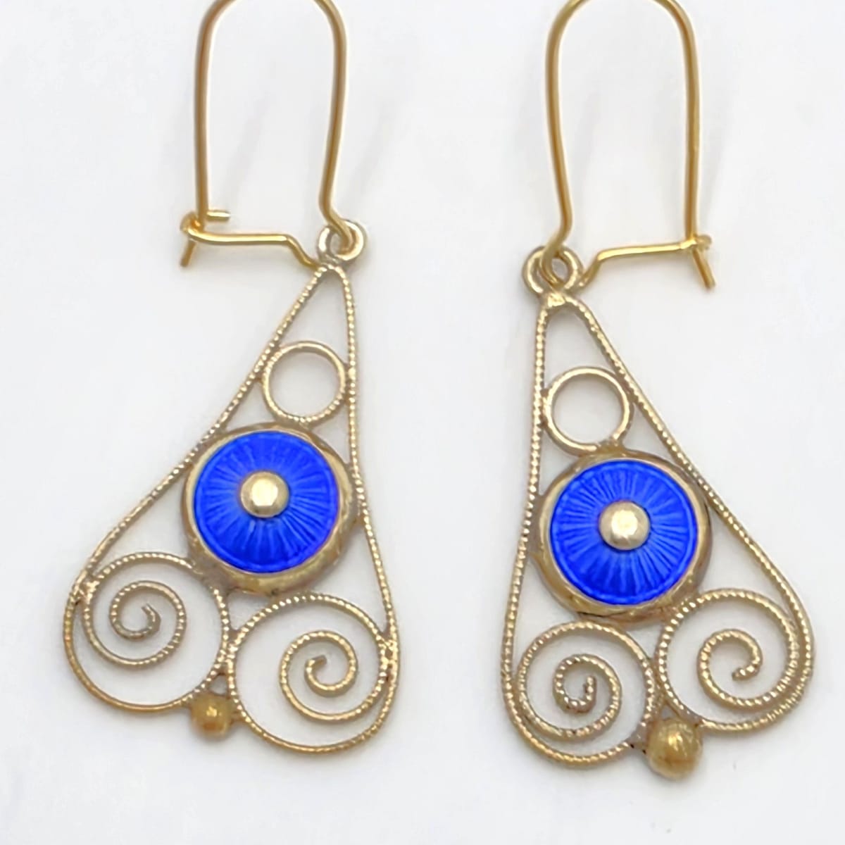 Rare Aksel Holmsen Norway Sterling Guilloche Enamel Earrings Circa 1920/30s, alternate product view 4
