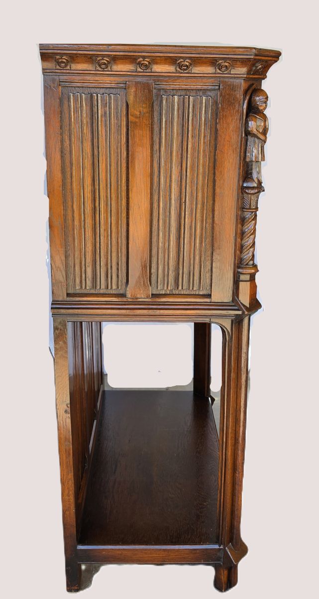 19th Century Flemish Oak & Iron Neo-Renaissance/Gothic Revival Vestry Cabinet