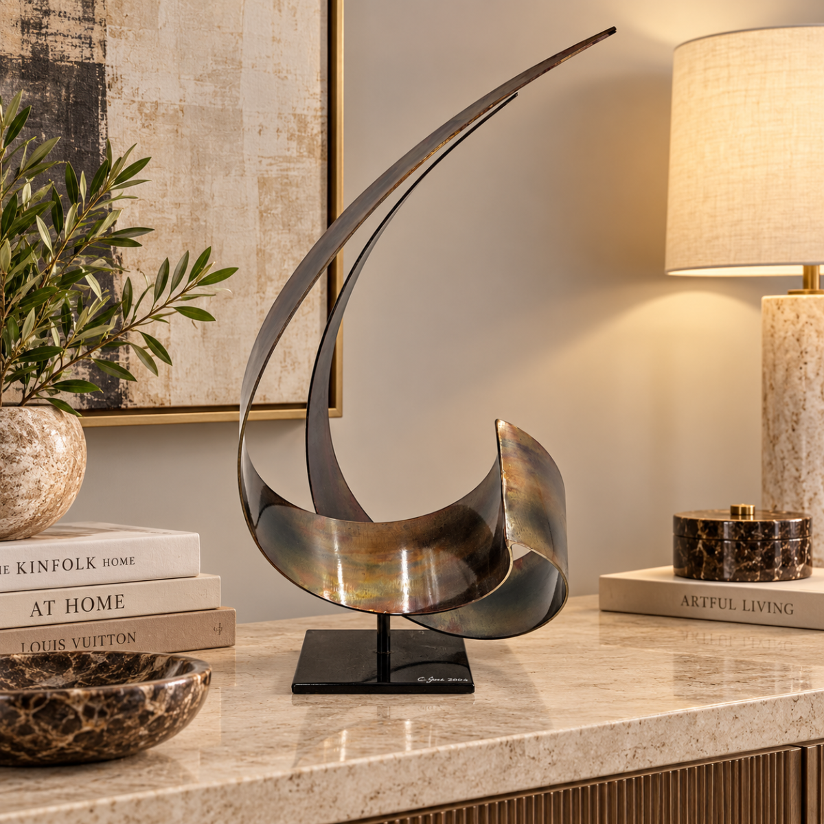 C Jere Sculpture Superb Curtis Jere Abstract Modernist Lacquered Steel Sculpture Circa 2004