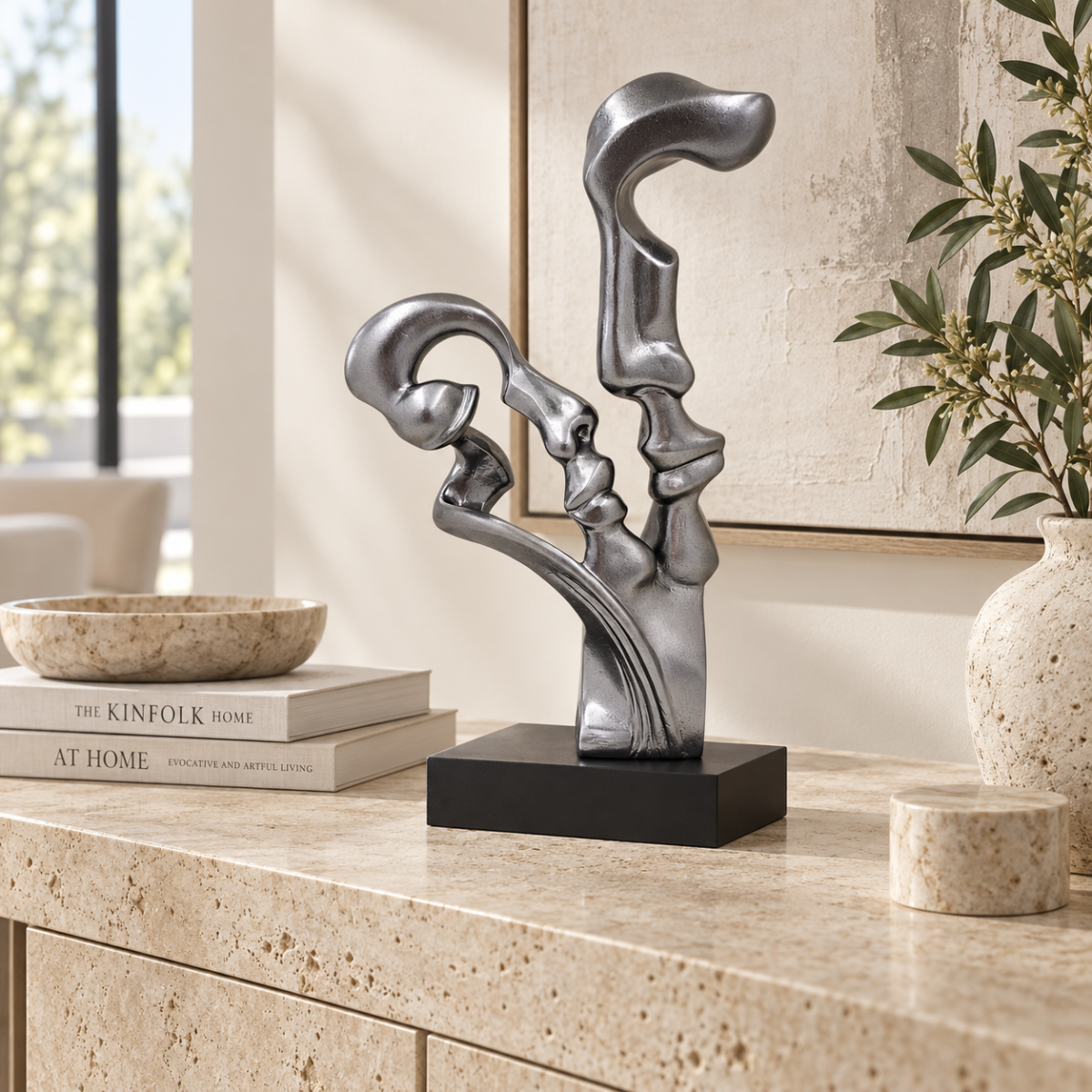 Austin Productions Sculpture Restored Austin Productions Abstract Faces Sculpture "Surrender" Danel Signed