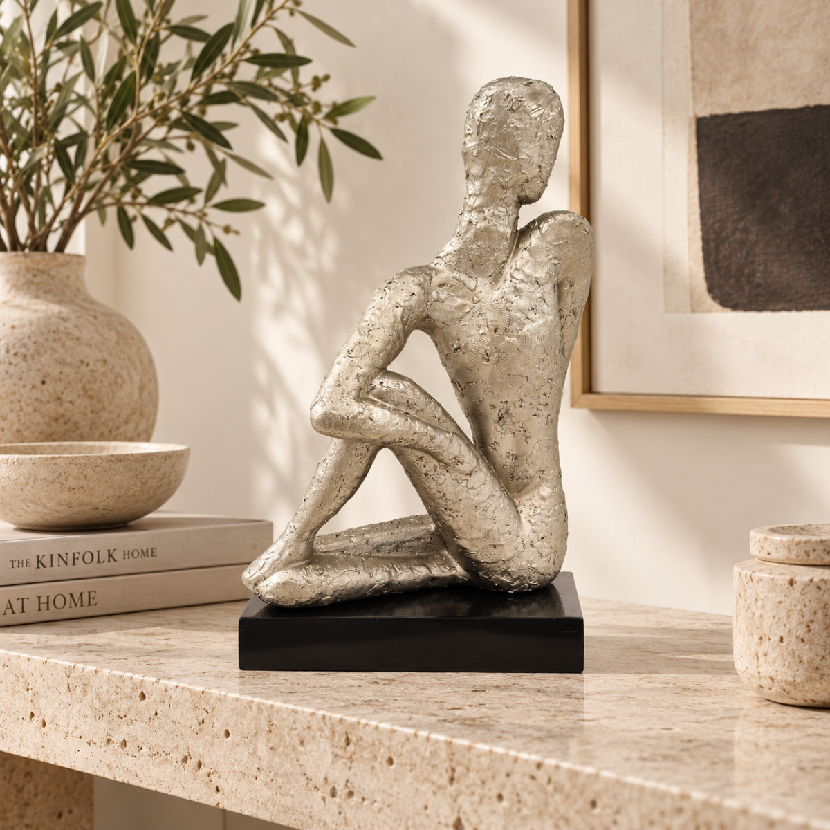 Restored Jaru California Modernist Androgynous Figurative Textured Sculpture — 1986
