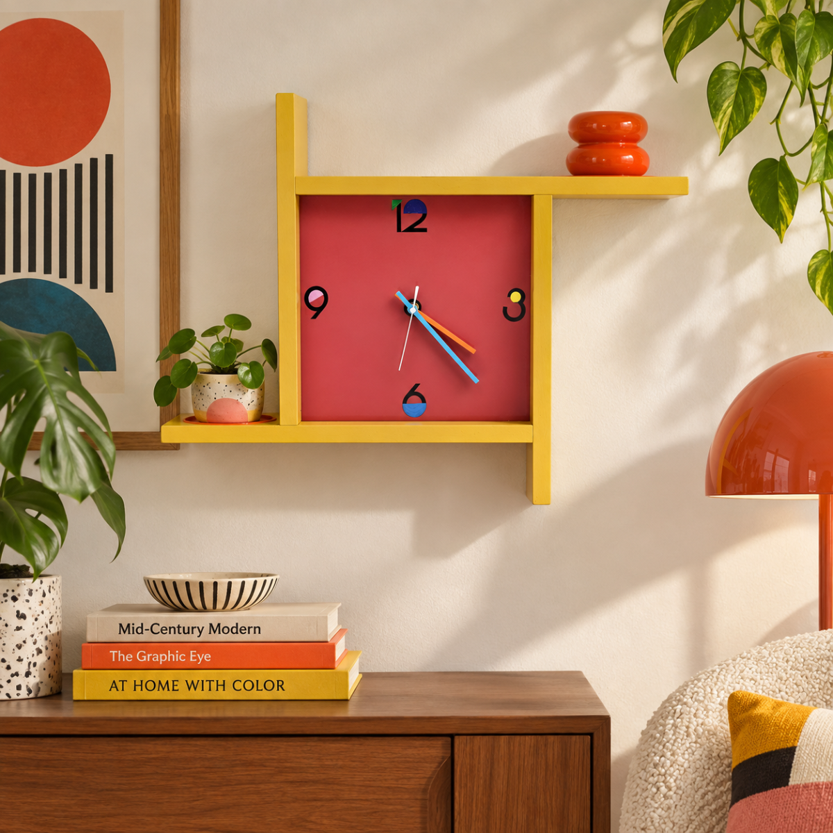 Welby Clock Fully Restored Welby Wall Hanging Shelf Clock Post Modern Memphis Style 80s