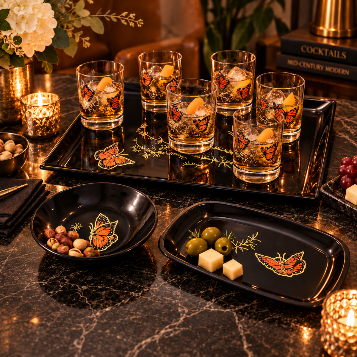 Couroc Serveware Couroc Melamine Butterfly Server Set