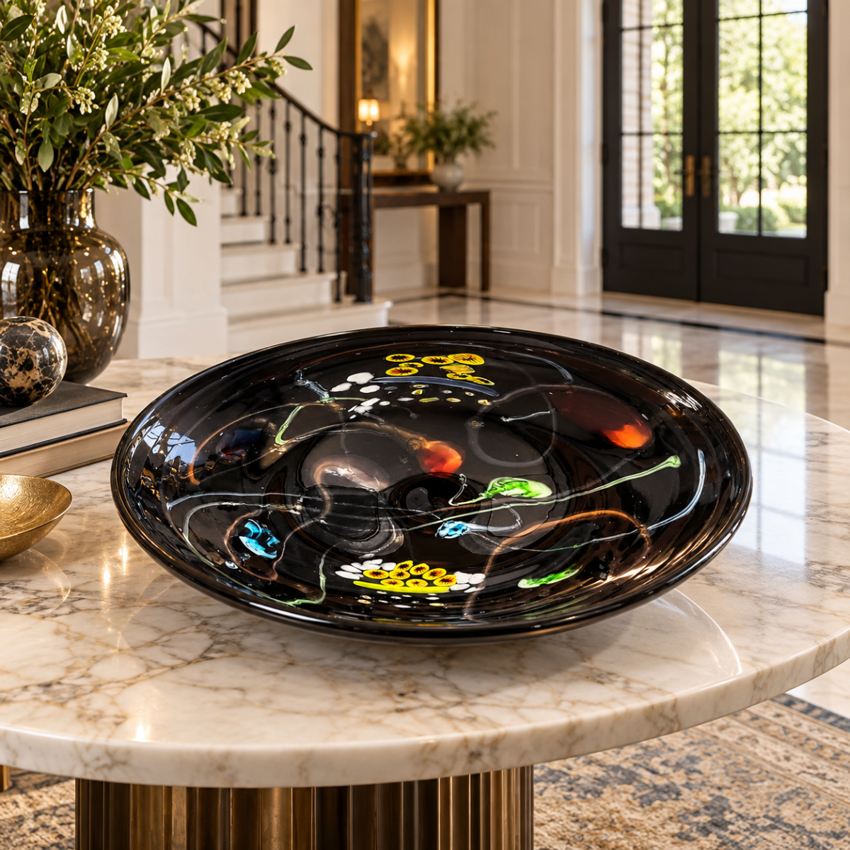 Murano Italy Centerpiece Bowl Giant Murano Glass Millefiori Centerpiece Bowl