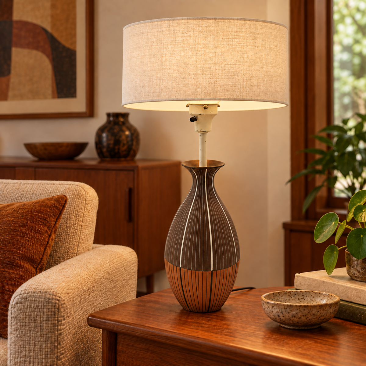 Ugo Zaccagnini Italy for Raymor Bitossi Lighting MCM Ugo Zaccagnini Italy Raymor Bitossi Ceramic Table Lamp