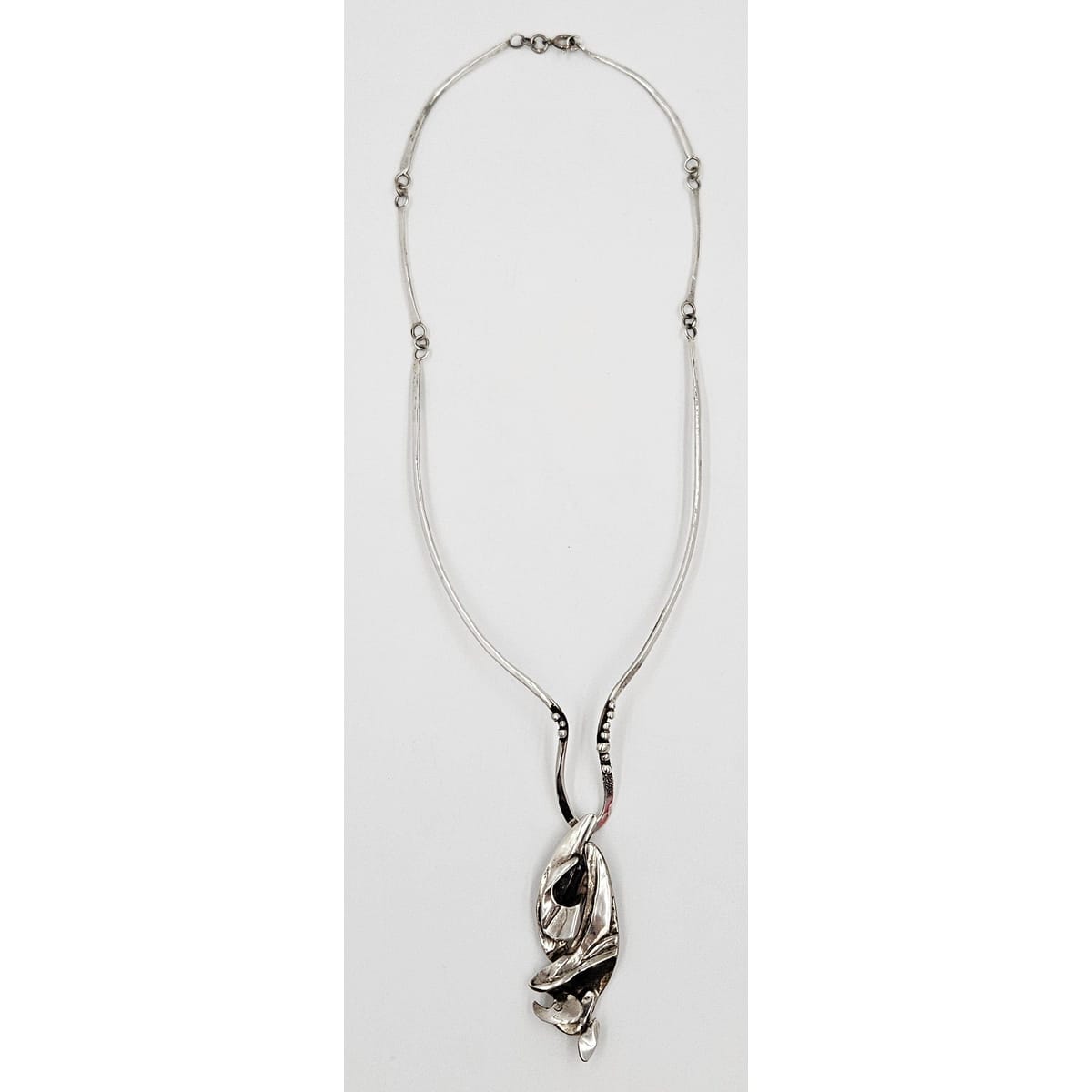 Hand Forged Alberta Vita Sterling Abstract Brutalist Statement Necklace 1990s