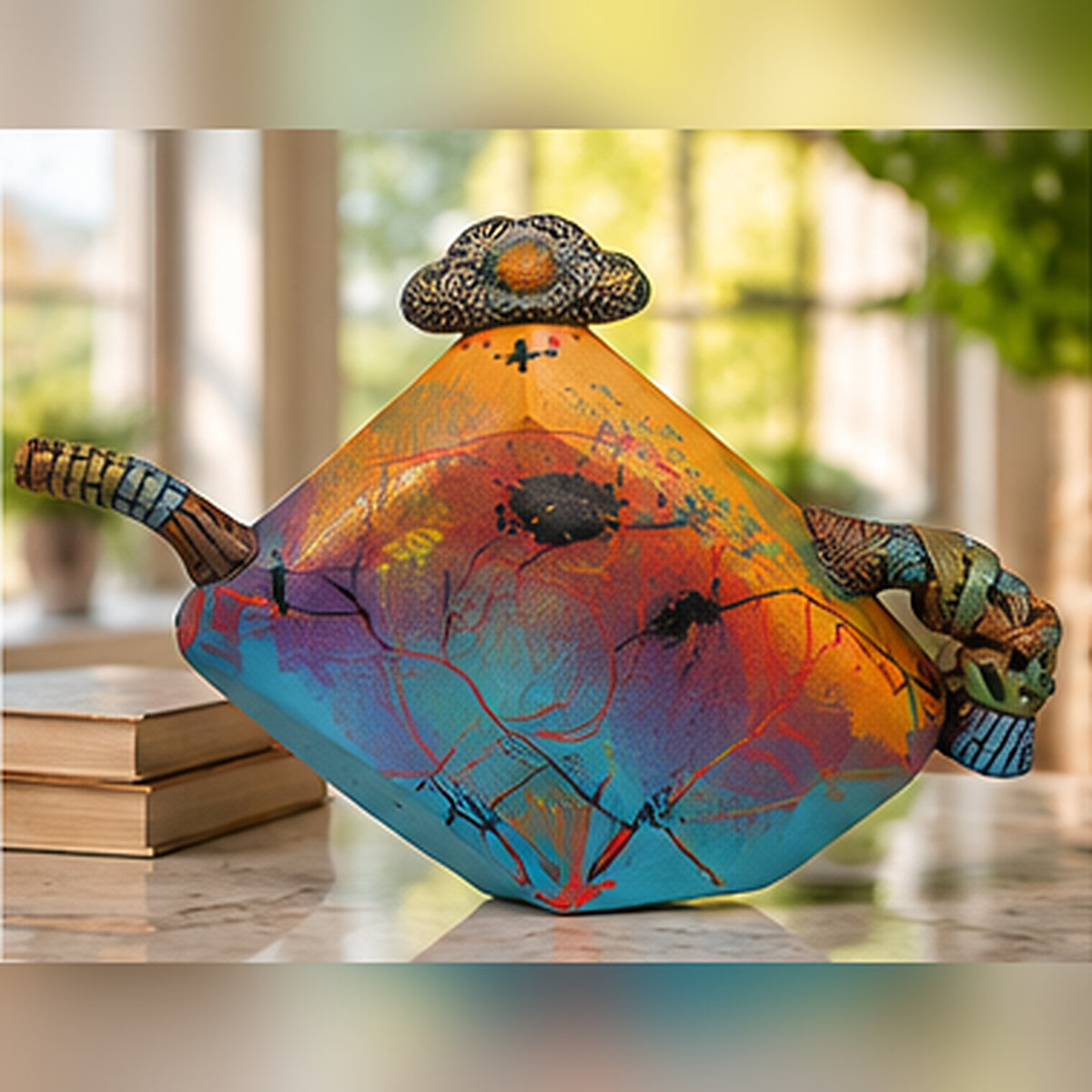 Michael Kifer Postmodern Abstract Teapot Ceramic Art Sculpture 13.5" Signed