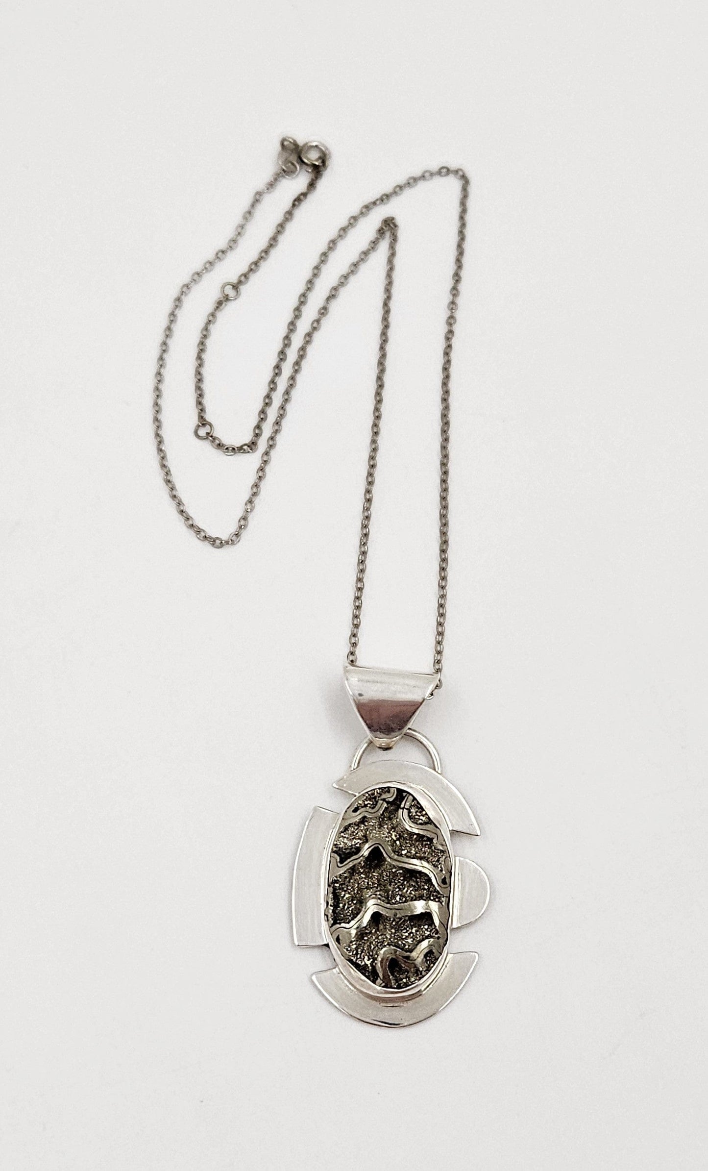 Adam Neeley Jewelry Adam Neeley Sterling Silver Abstract Modernist Pendant Necklace Circa 2000s