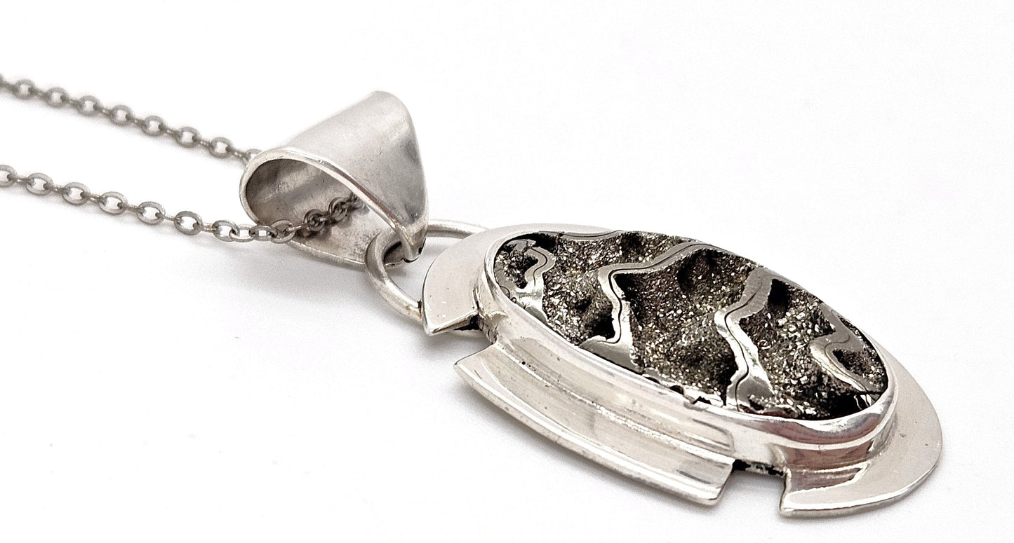Adam Neeley Jewelry Adam Neeley Sterling Silver Abstract Modernist Pendant Necklace Circa 2000s