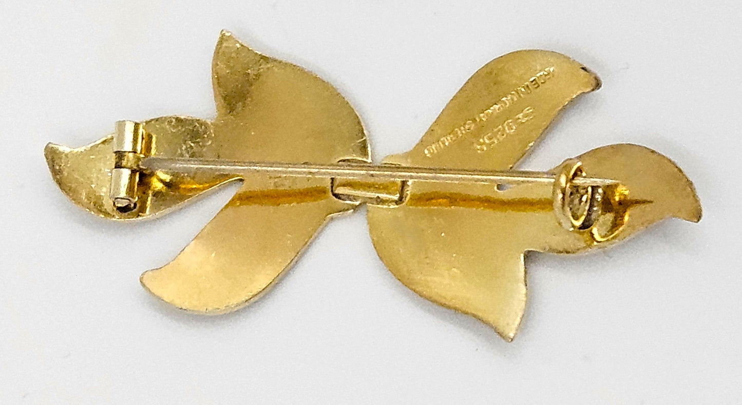 Aksel Holmsen Jewelry Aksel Holmsen Norway Modernist Sterling + Black Enamel Brooch Circa 1950's