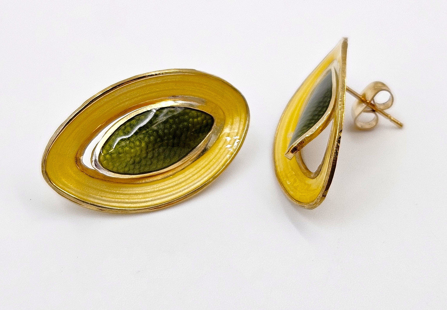 Aksel Holmsen Jewelry Rare Aksel Holmsen Norway Sterling Enamel Modernist Brooch Earrings Set 1940s