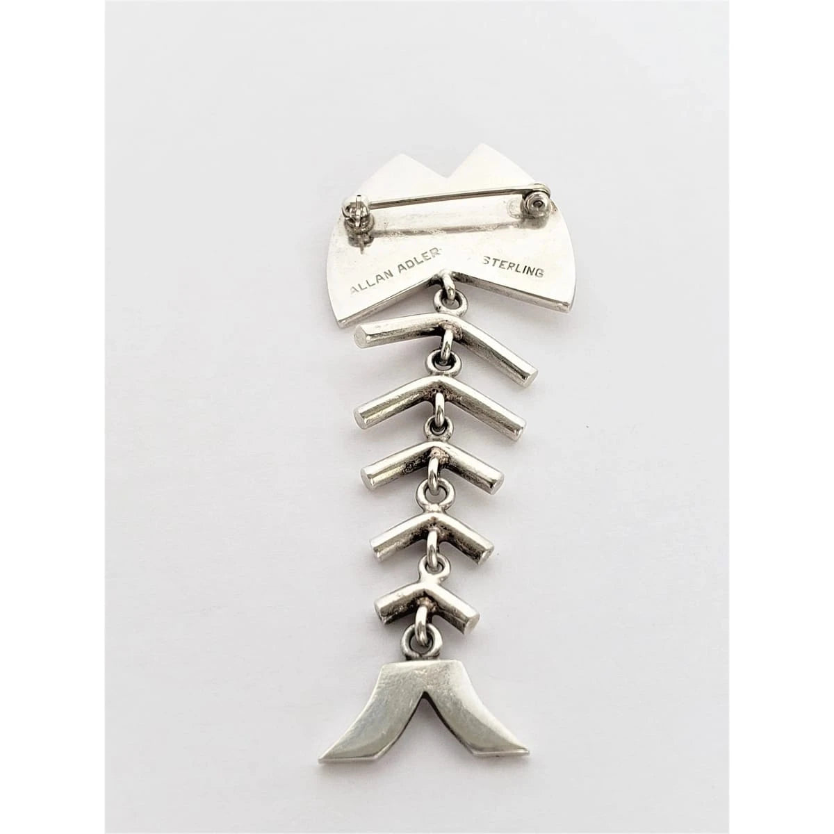 Allan Adler Jewelry RARE Allan Adler Sterling Modernist Fish Bones Articulating Brooch Circa 1950&