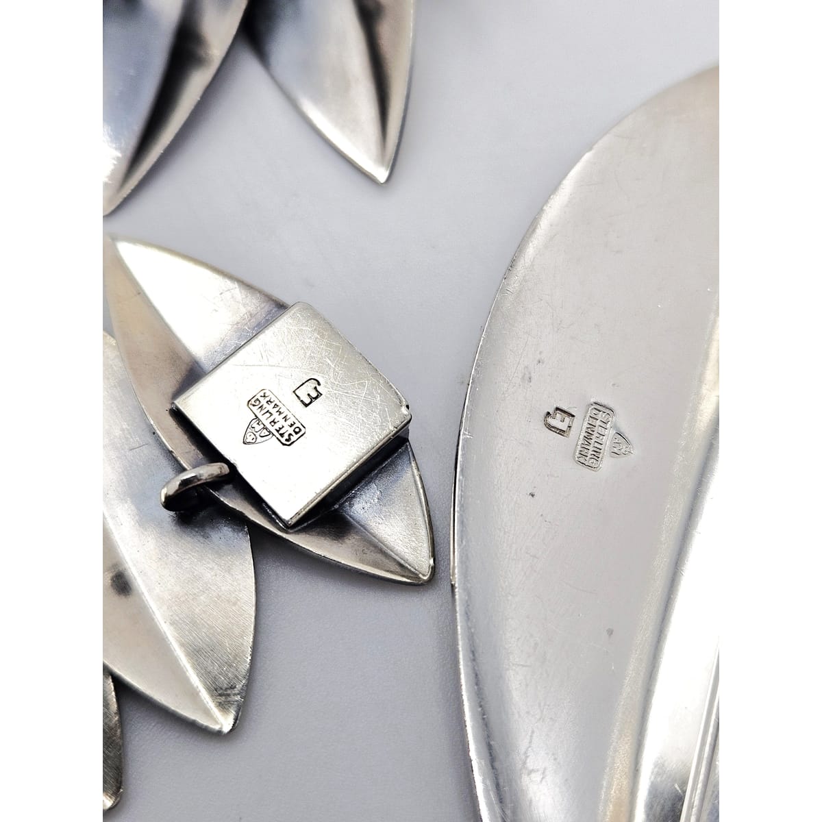 Anton Michelsen Jewelry Rare Eigil Jensen for Anton Michelsen Denmark Sterling Necklace Brooch Set 1950s
