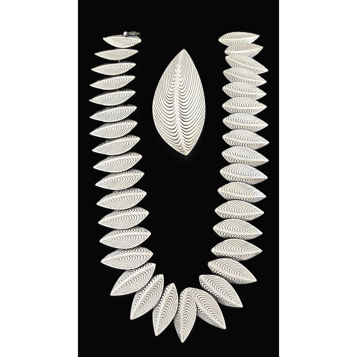 Anton Michelsen Jewelry Rare Eigil Jensen for Anton Michelsen Denmark Sterling Necklace Brooch Set 1950s