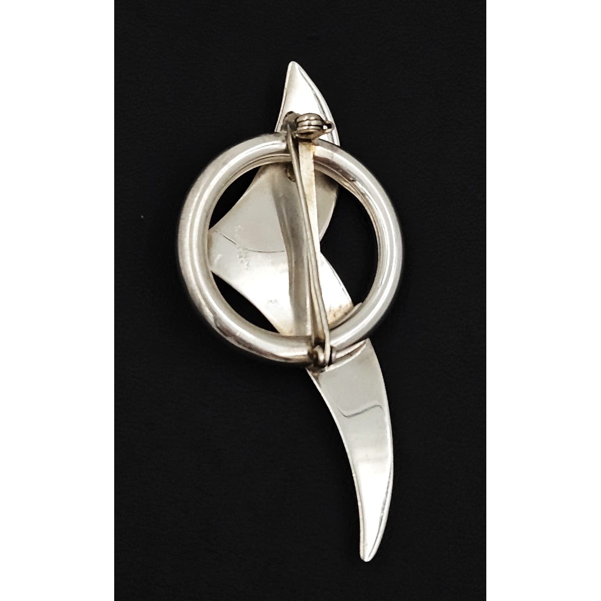 Artisan Brooch Jewelry Artisan Signed Sterling 14k Gold & Pearl Modernist Bird Circle Brooch