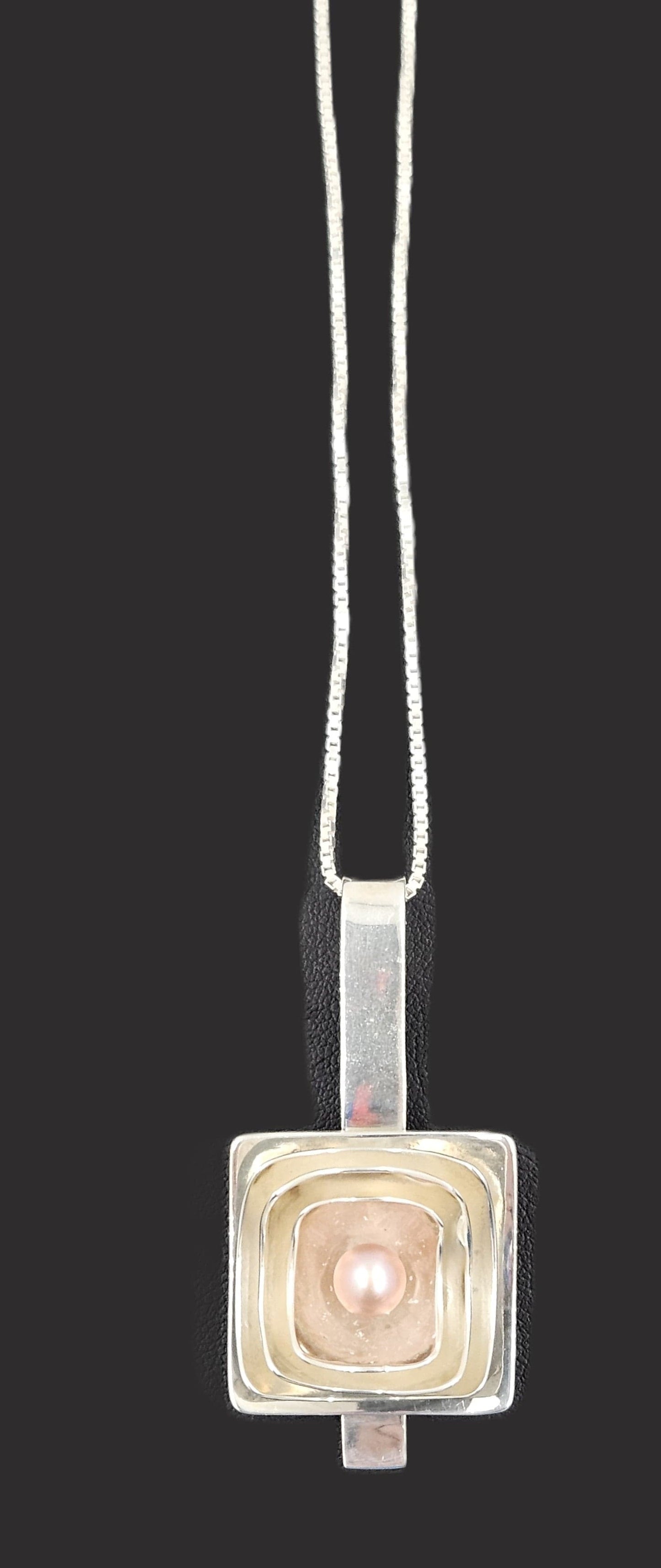 Artisan Sterling Necklace Jewelry .925 Signed Modernist Artisan Cultured Pearl Necklace 21.82 grams