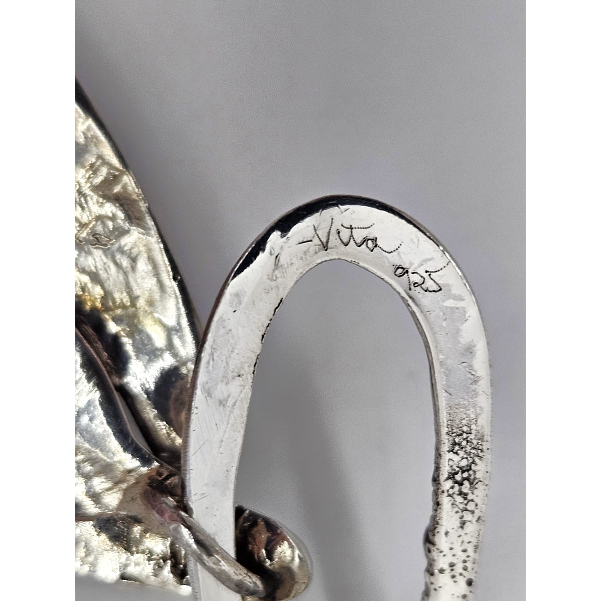 Hand Forged Alberta Vita Sterling Abstract Brutalist Statement Necklace 1990s