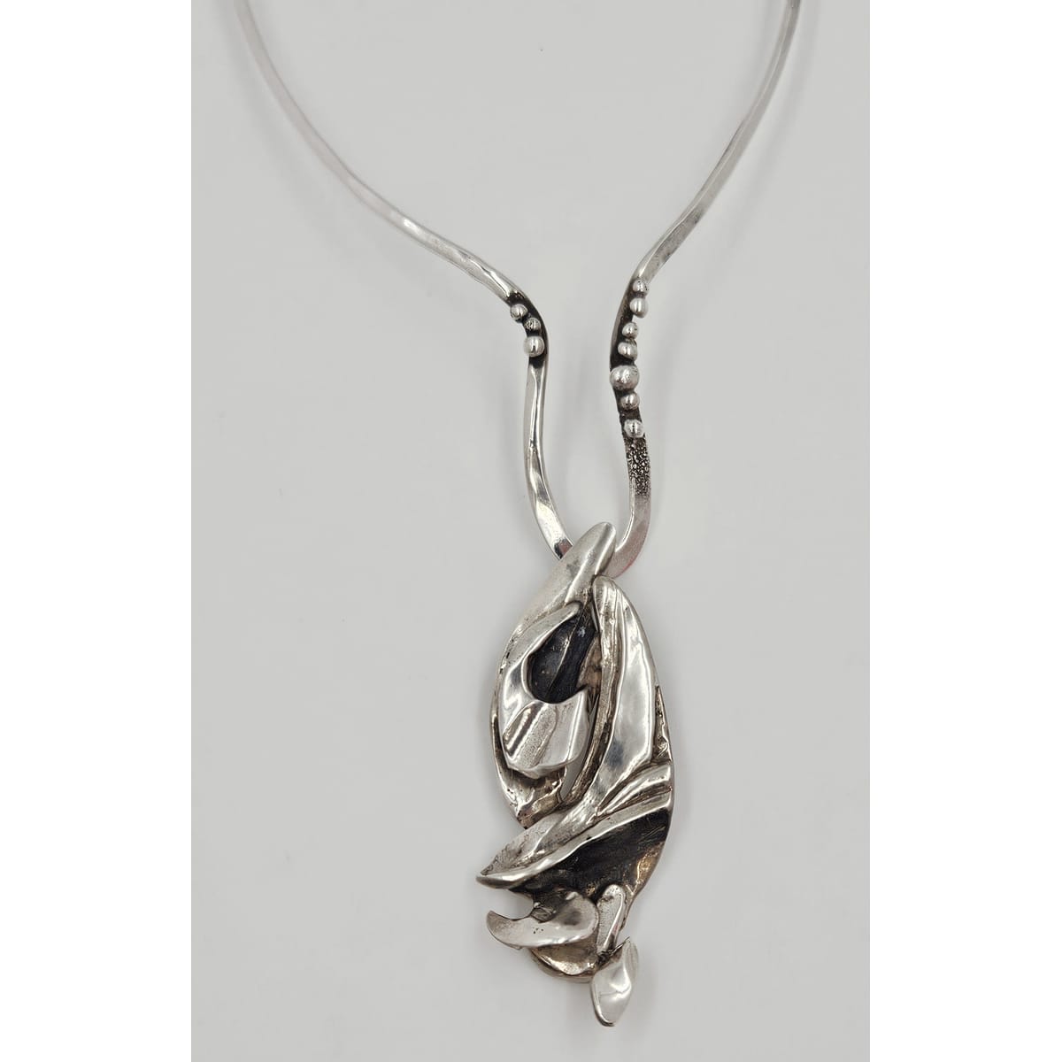 Hand Forged Alberta Vita Sterling Abstract Brutalist Statement Necklace 1990s