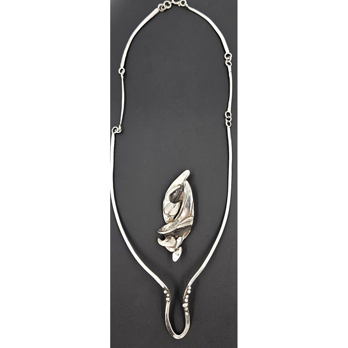 Hand Forged Alberta Vita Sterling Abstract Brutalist Statement Necklace 1990s