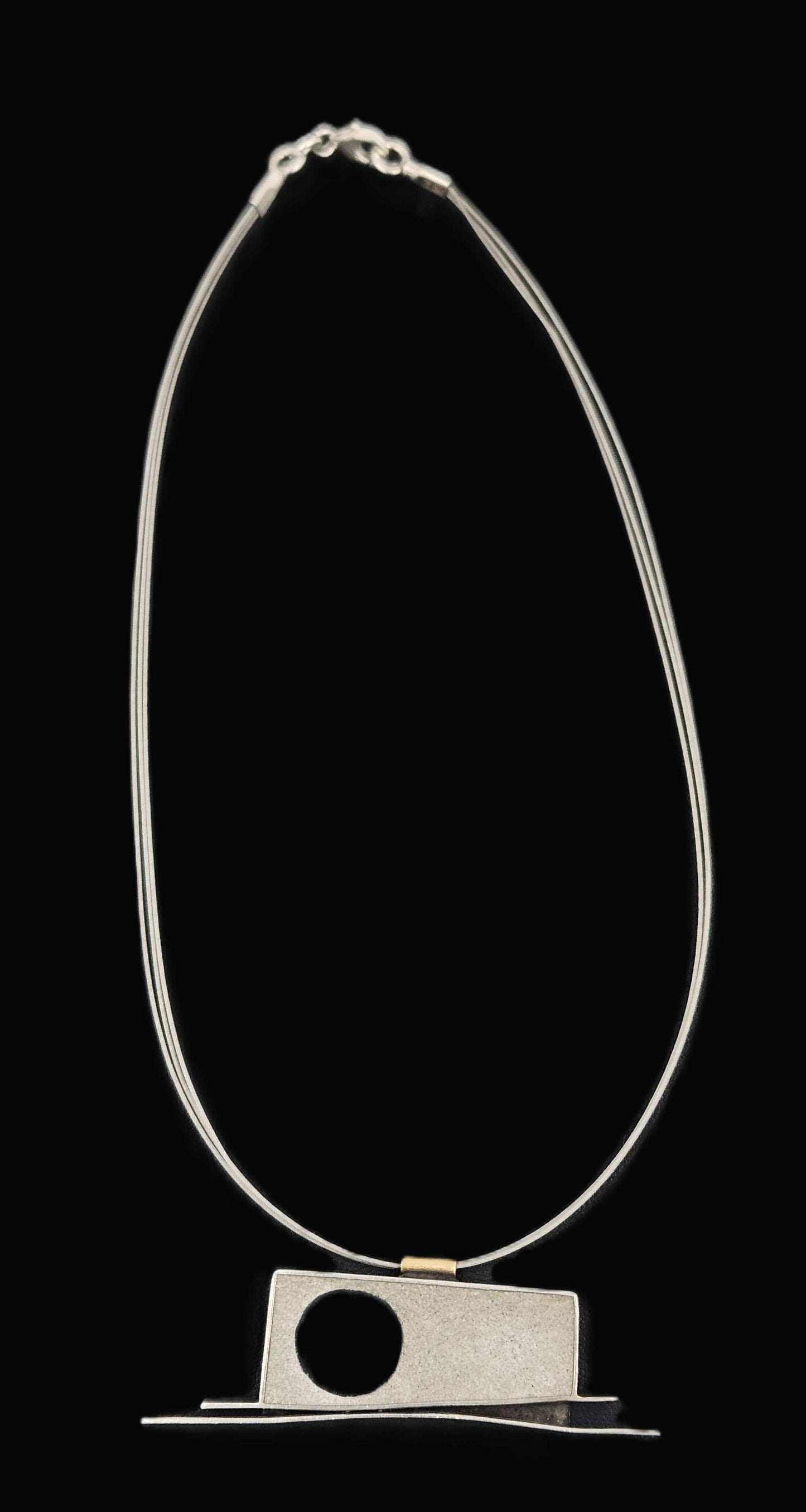 Artisan Sterling Necklace Jewelry Signed Sterling Modernist Pendant w/ Cable Necklace