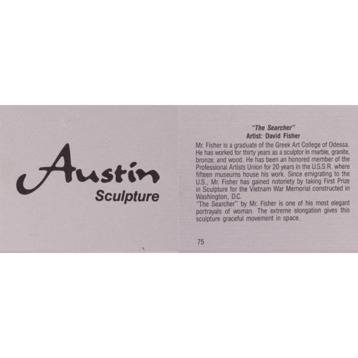 Austin Productions Sculpture Restored Austin Productions "The Searcher" XL Durastone Sculpture Fisher 1984
