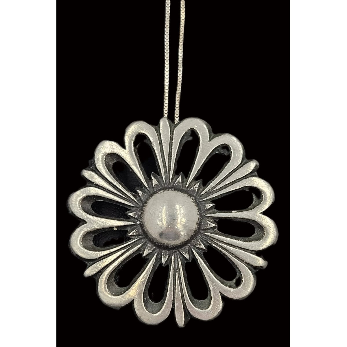 Bernt Torngre Sweden Jewelry BT Sweden Pewter Modernist Flower Brooch/Pendant Sterling Necklace 1967