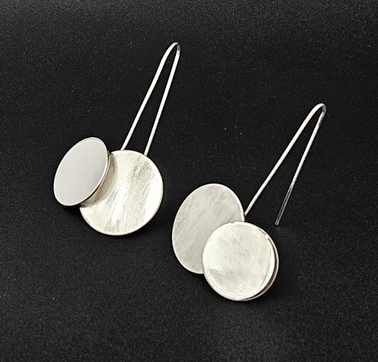 Betty Cooke Jewelry Superb US Designer Betty Cooke 3D Modernist Sterling Silver Disc Earrings 70/80s