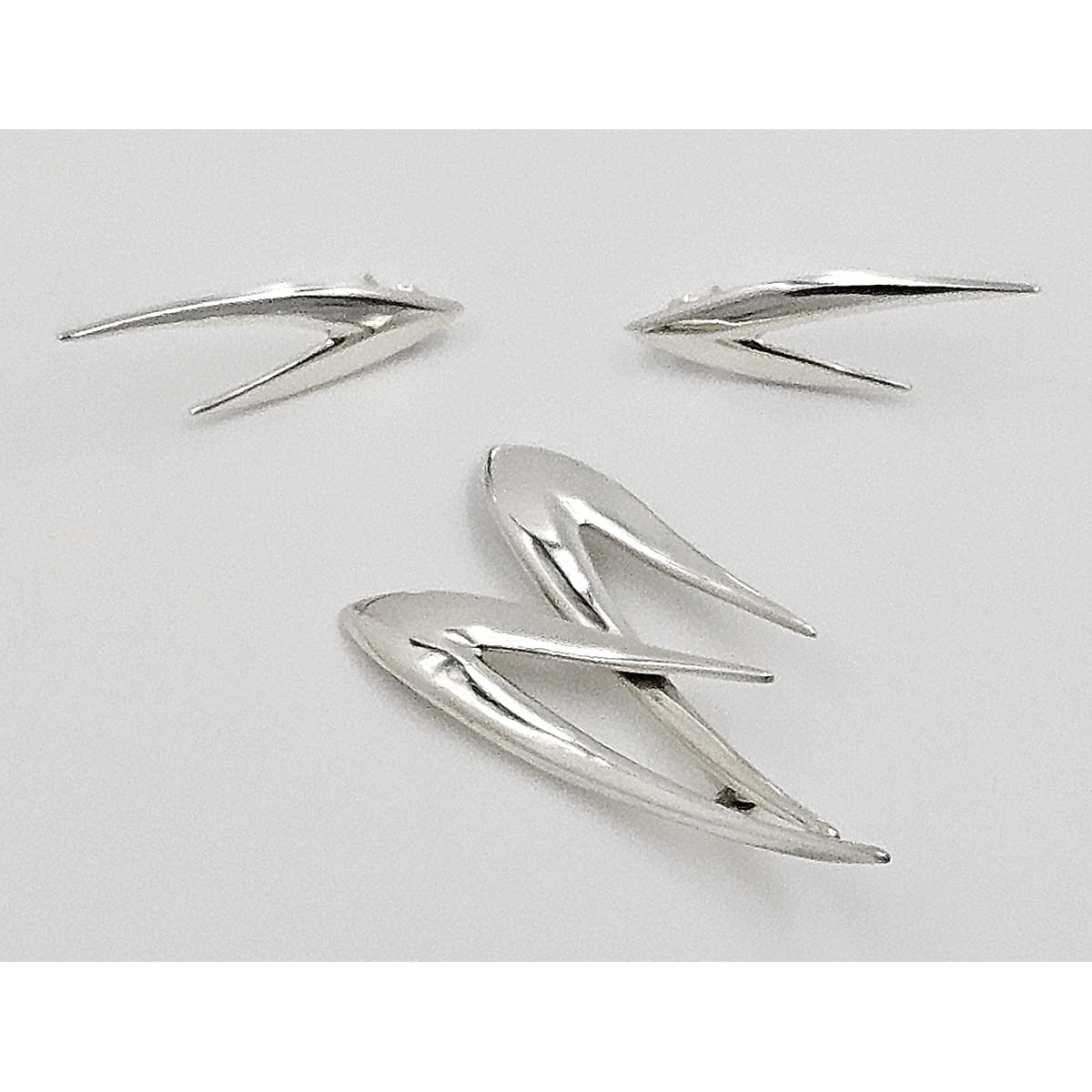 Borresen Lassen Jewelry Børresen Lassen B&L Denmark Sterling 3D Retro Atomic Brooch Earring Set 50s