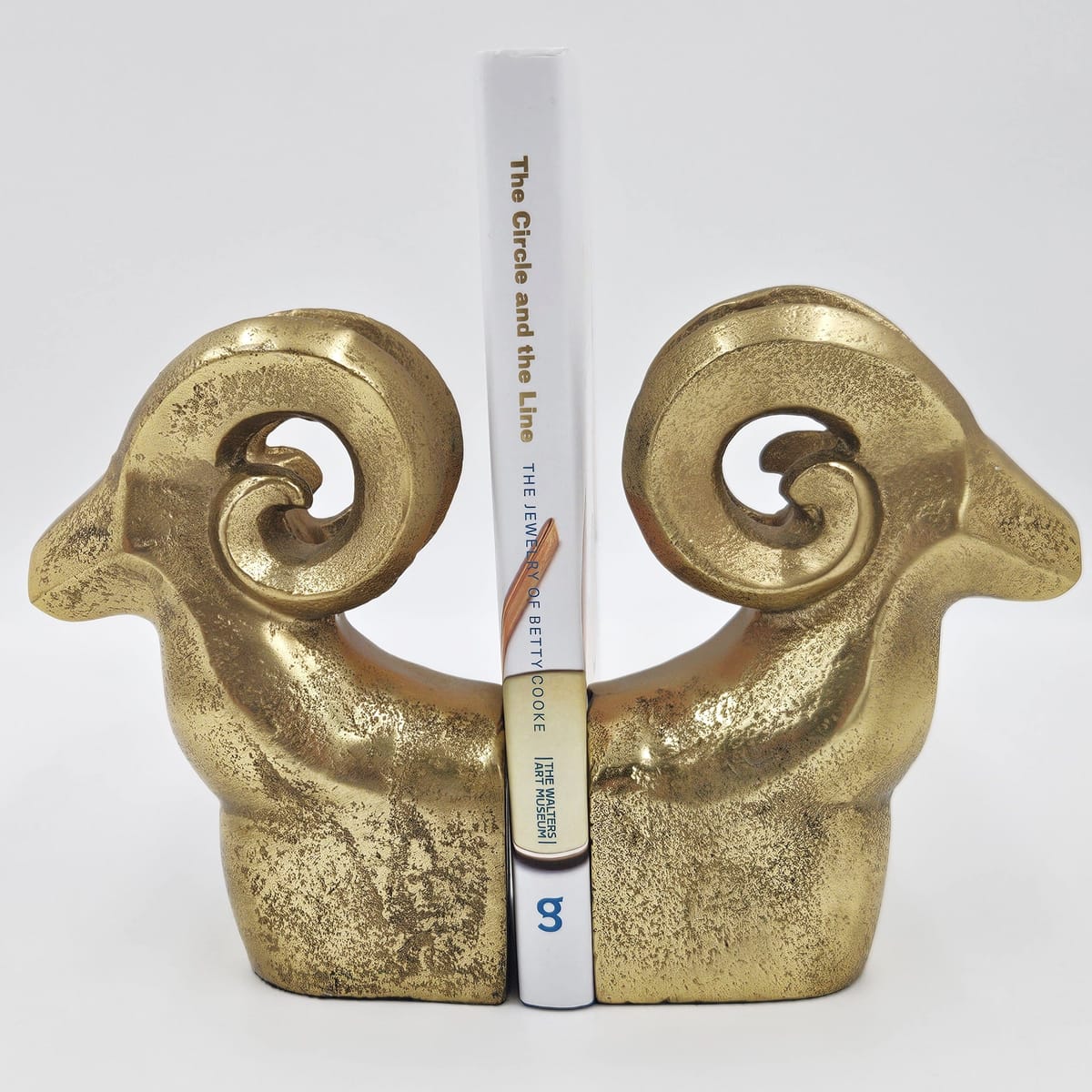 Brass Ram Bookends Bookends Artisan Matte Brass Modernist Cubism Aries Ram Bighorn Sheep Bookends Set