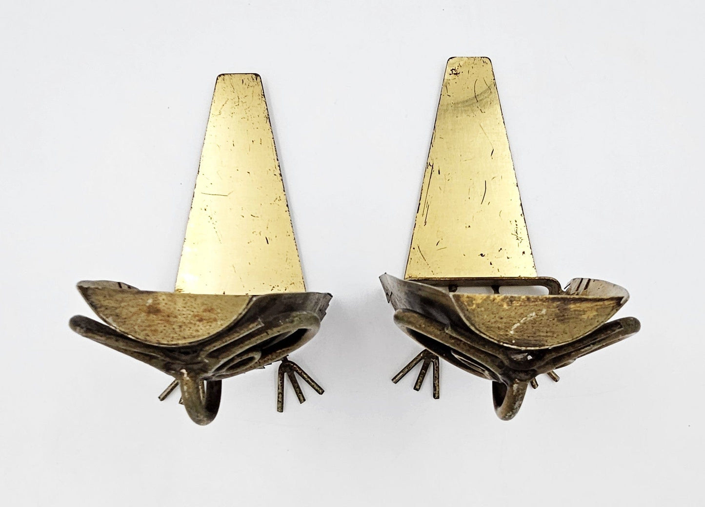 C Jere Bookends Designer Curtis Jere Brass Copper 3-D Owl Bookends Signed Dated 1977 RARE