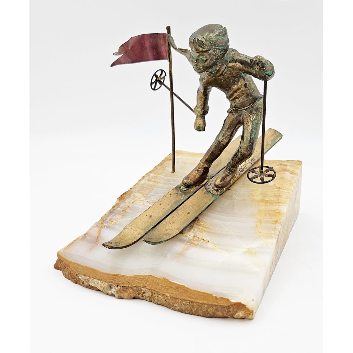 C Jere Sculpture Rare and Superb C Jere Solid Bronze Downhill Skier Sculpture Signed C. 1971