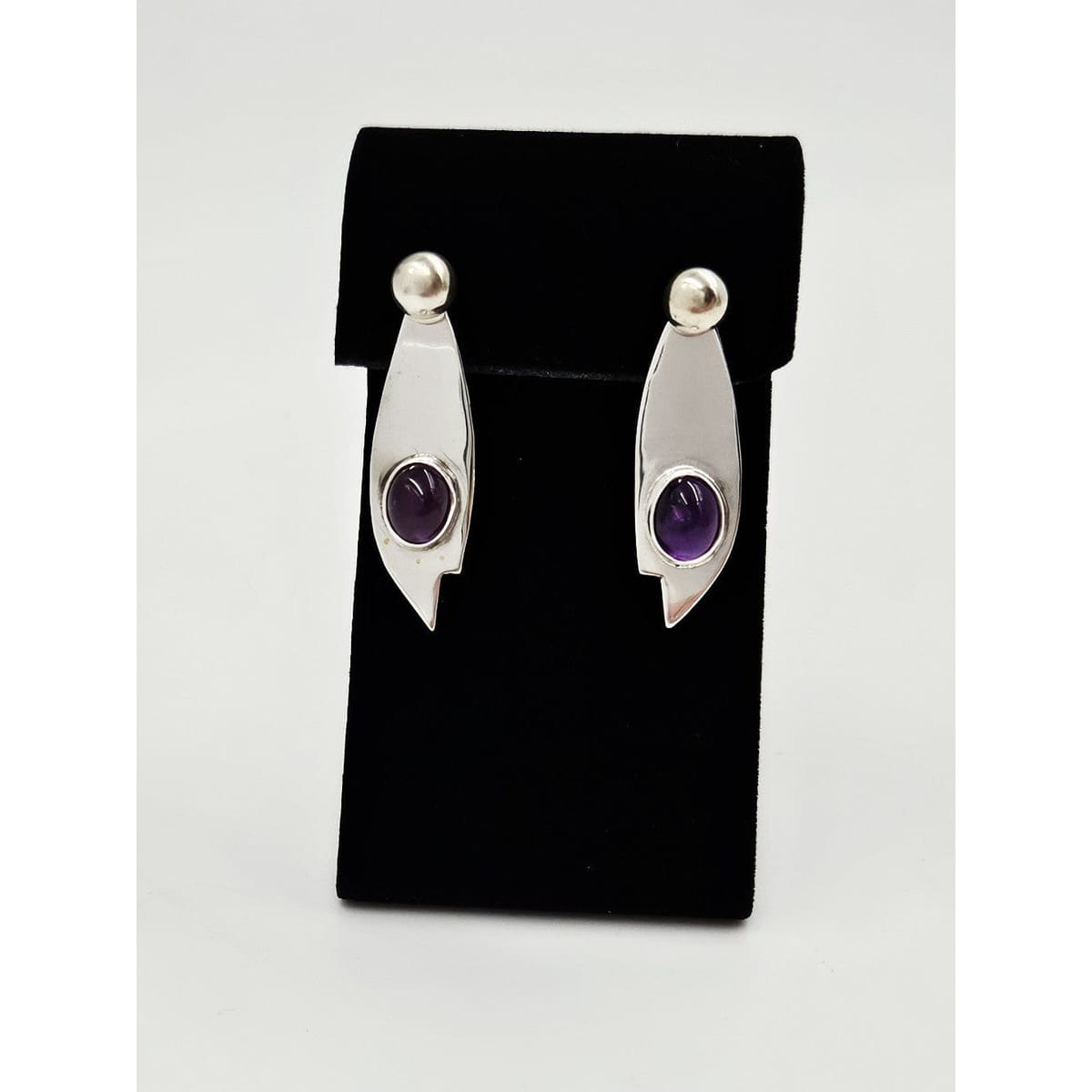 Carolyn Thomas Jewelry Carolyn Thomas 2 Piece Sterling Silver & Amethyst Modernist Drop Earrings