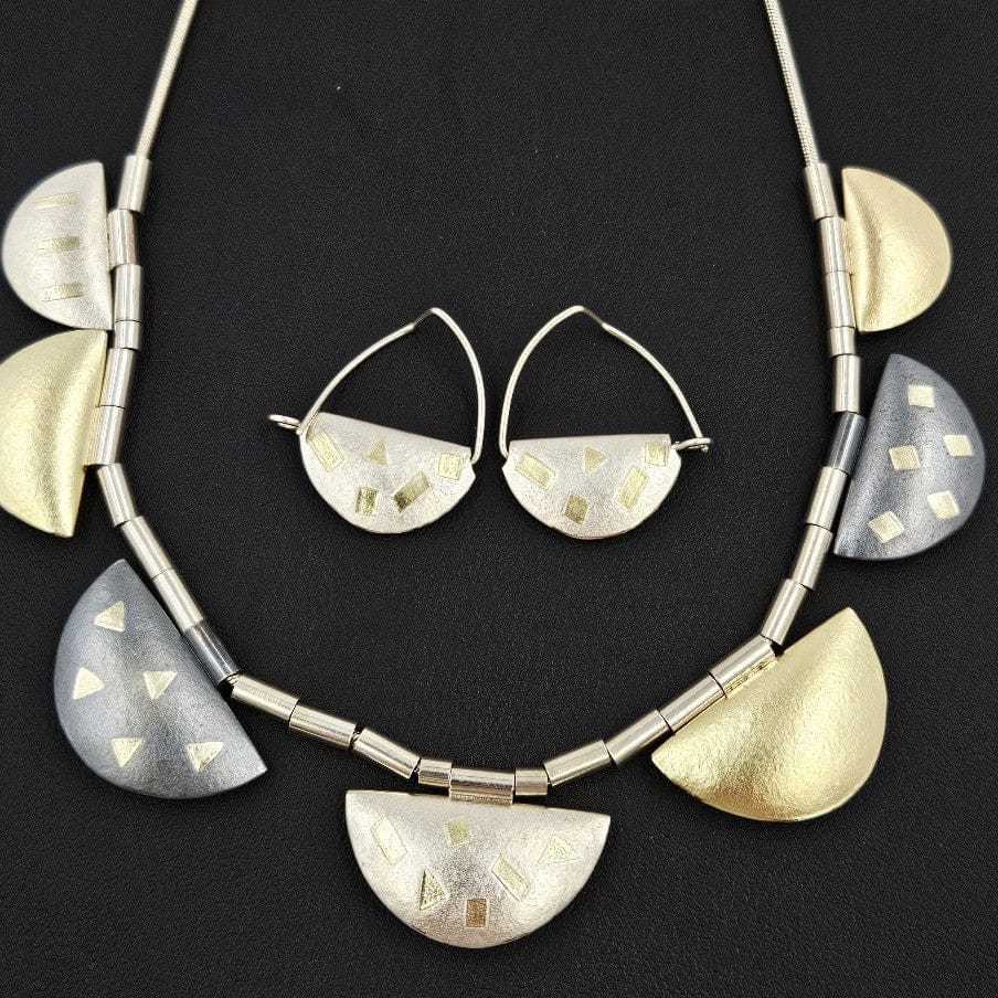 CG Jewelry Sterling Modernist Necklace Earrings SET
