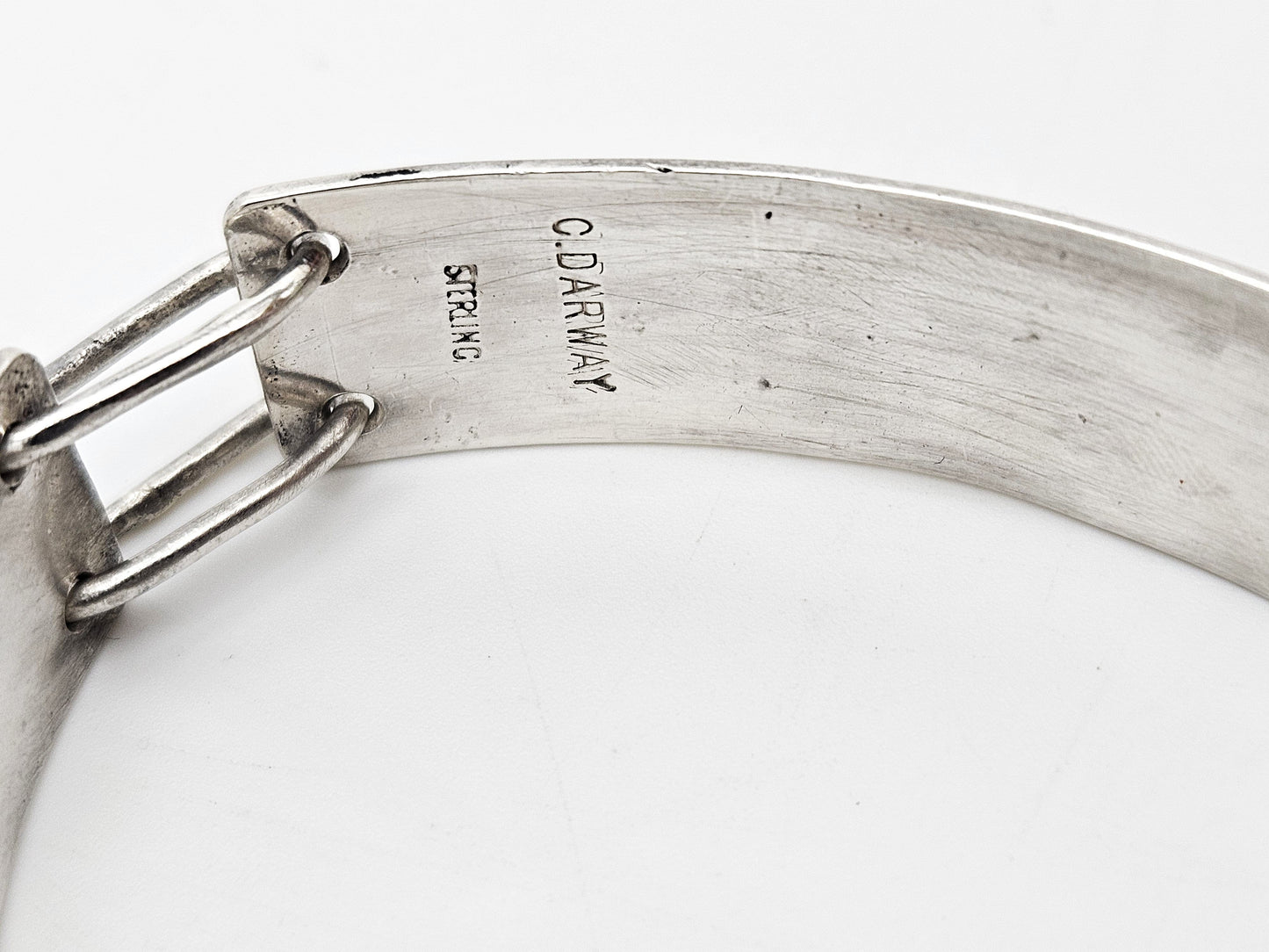 Darway Jewelry C. Darway Sterling Hematite Modernist Top Latching Bangle Bracelet