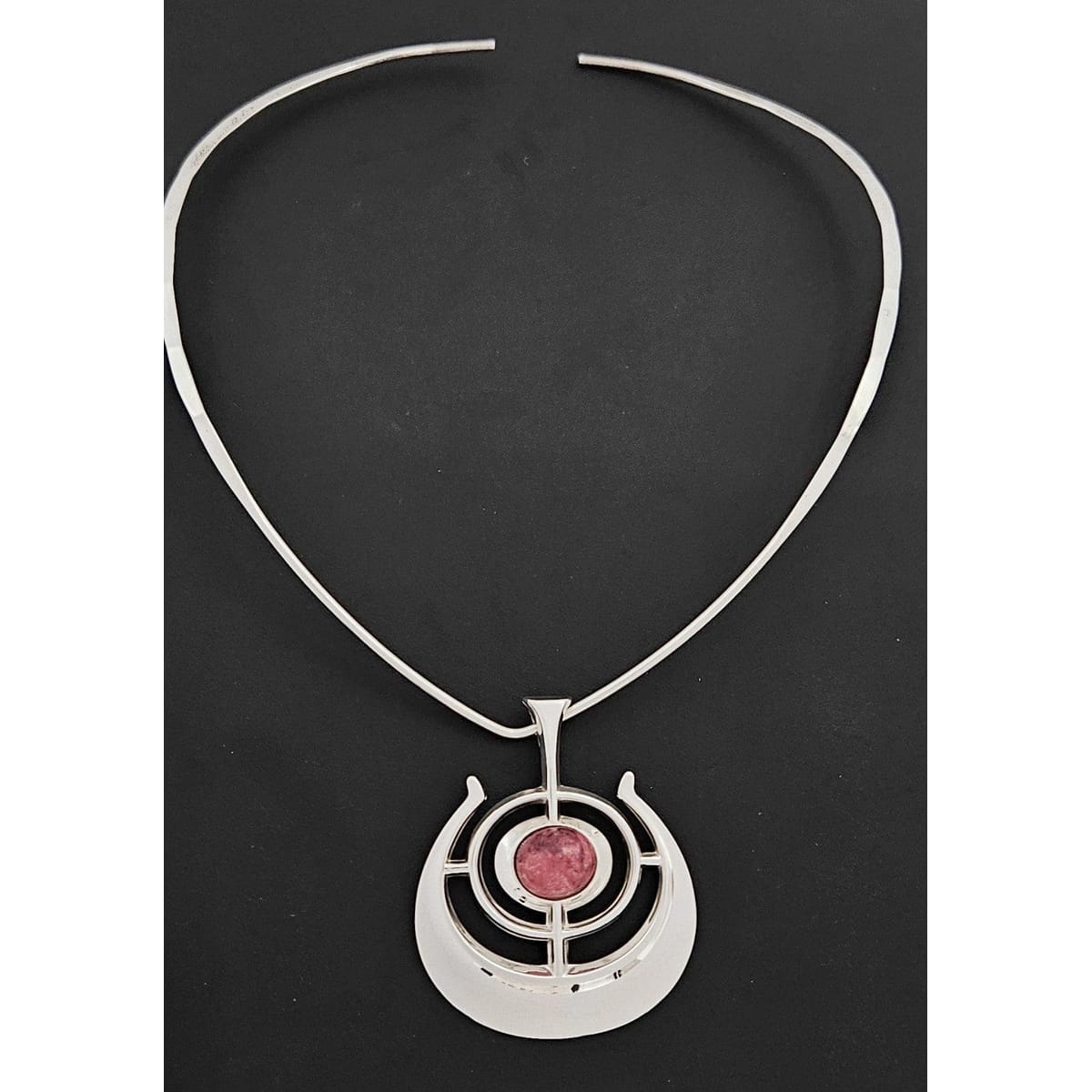 David Andersen Jewelry David Andersen BSO Sterling Thulite Modernist Viking Ship Necklace SET 1960s