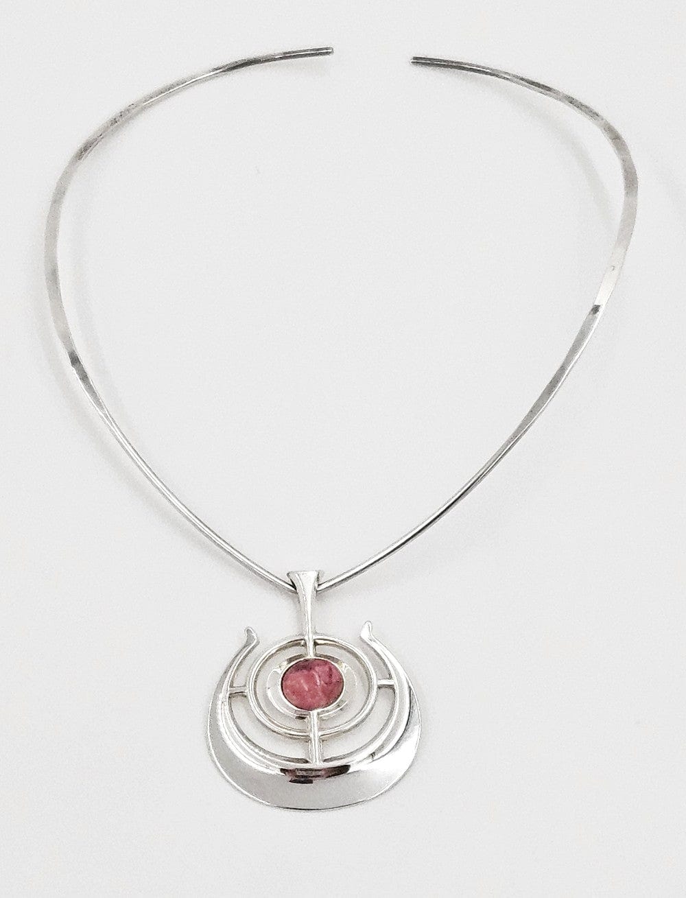David Andersen Jewelry David Andersen BSO Sterling Thulite Modernist Viking Ship Necklace SET 1960s