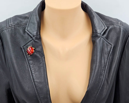 David Andersen Jewelry David Andersen Norway Sterling & Guilloche Enamel Ladybug Brooch Circa 1950s