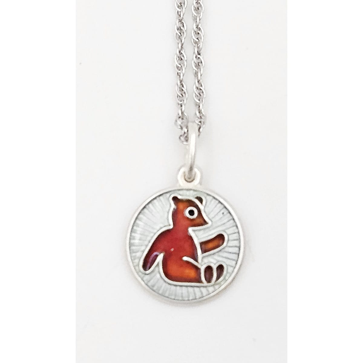 David Andersen Jewelry David Andersen Sterling Enamel Teddy Bear Pendant Necklace 1950s