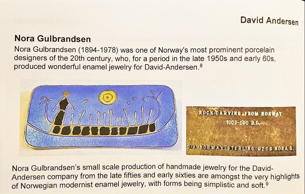 David Andersen Jewelry David Andersen Sterling Enamel Viking Hieroglyphics Brooch C. 1950's